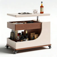 Mobile Adjustable Height Side Table with Sintered Stone Top, Modern Coffee Table for Living Room