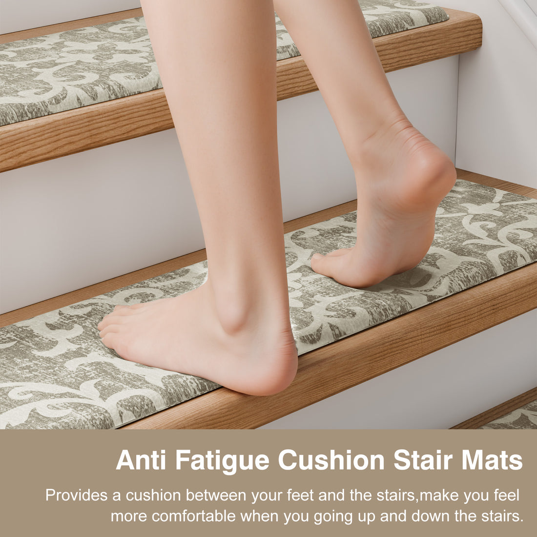 Staircase Step Treads Foam Stair Pads Cushioned  | 8" x 30" PVC Material(Set of 2,12)