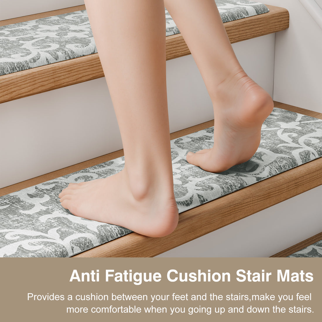 Staircase Step Treads Foam Stair Pads Cushioned  | 8" x 30" PVC Material(Set of 2,12)