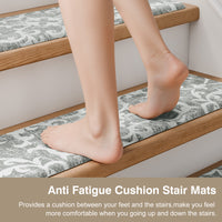 Staircase Step Treads Foam Stair Pads Cushioned  | 8" x 30" PVC Material(Set of 2,12)