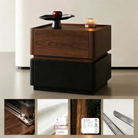 Modern 2-Drawer Nightstand with Hidden Handles & Silent Slides, Faux Leather Wrapped Wooden Bedside Table