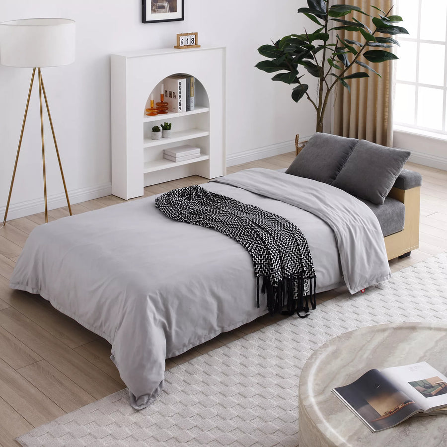 Convertible Sleeper Sofa Couch, Multifunctional Double Folding Sofa Bed,Storage Ottoman and Sofa arm with box and drawer