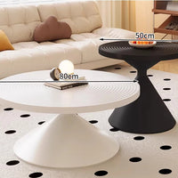 50+70cm Round Coffee Table Set Hourglass Shape Modern Nesting Tables with Iron Legs for Living Room Bedroom Easy Assembly