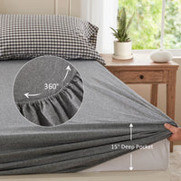 100% Washed Cotton Gingham Bed Sheet Set