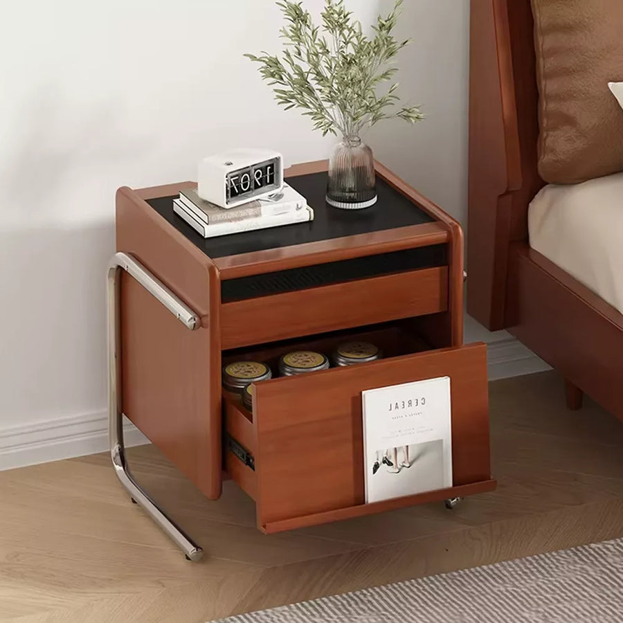 Nordic Solid Wood Nightstand Home Simple Storage Cabinet Vintage Side Table Small Apartment Bedroom Bedside Cabinet Cherry Wood