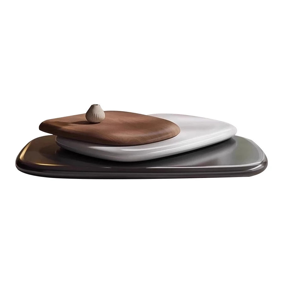 360° Rotating 3-tier Round Coffee Table Combination, Coffee Tables for Living Room, Wood Finish, Creative Suspended Style
