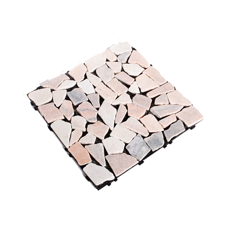 12''x12'' Interlocking Stone Deck Tiles - Sliced Rose Tan (Pack of 4)