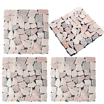 12''x12'' Interlocking Stone Deck Tiles - Sliced Rose Tan (Pack of 4)