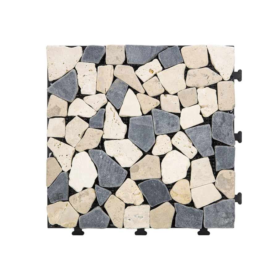 12''x12'' Interlocking Stone Deck Tiles - Sliced Blueish Gray Beige (Pack of 4)