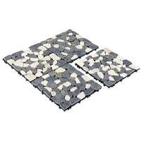 12''x12'' Interlocking Stone Deck Tiles - Sliced Blueish Gray Beige (Pack of 4)