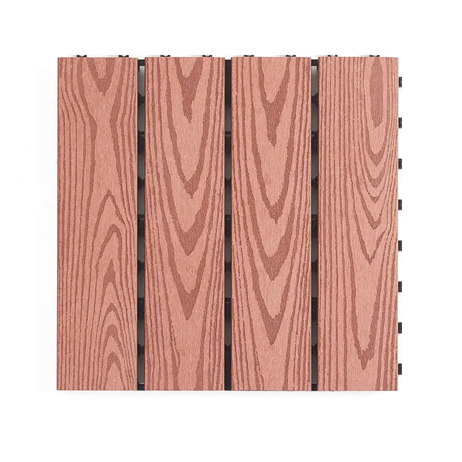 12''x12'' Interlocking Composite Deck Tiles - Red Oak Wood (Pack of 10)