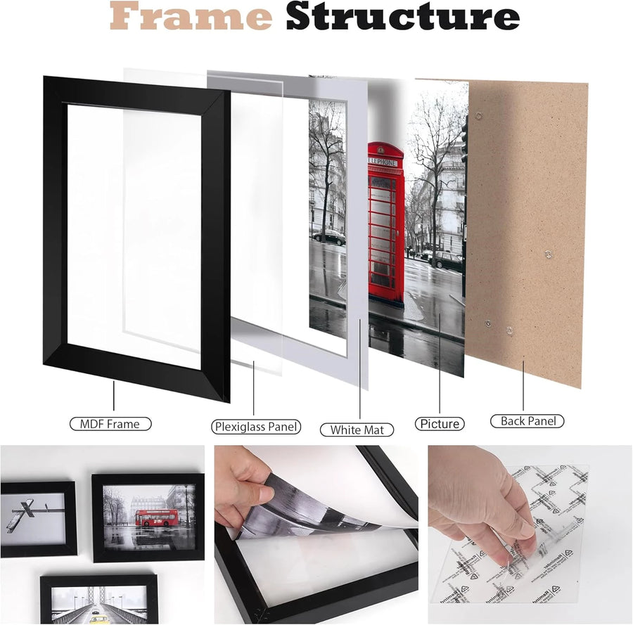 Picture Frames Collage Wall Decor, 10 Pack Gallery Wall Frame Set for Wall Mounting or Tabletop Display