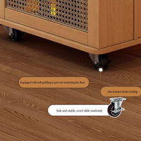 Mid-Century Modern Solid Wood Extendable Coffee Table with Adjustable Height, Wheels, and 2 Storage Compartments, Multifunctional Lift Top Table for Living Room or Dining