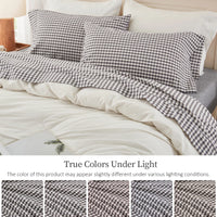 100% Washed Cotton Gingham Bed Sheet Set