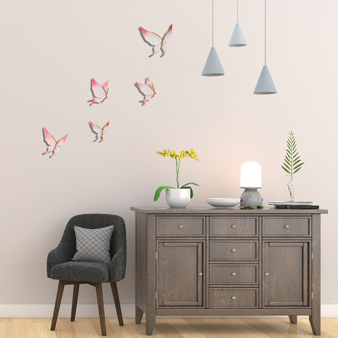 5 Pack Resin Butterfly Wall Art Decoration Cute 3D Wall Sculptures Free Flying Theme Ornaments Suitable for Living Room Bedroom Cafe Bar Hotel