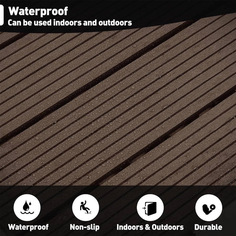 Wood Composite Interlocking Floor Deck Tiles Indoor Outdoor Use 12