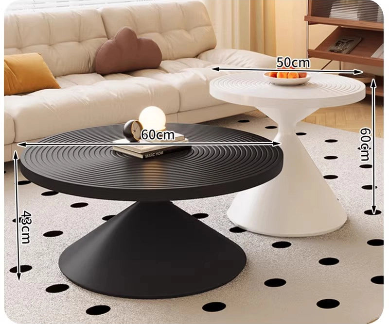50+70cm Round Coffee Table Set Hourglass Shape Modern Nesting Tables with Iron Legs for Living Room Bedroom Easy Assembly