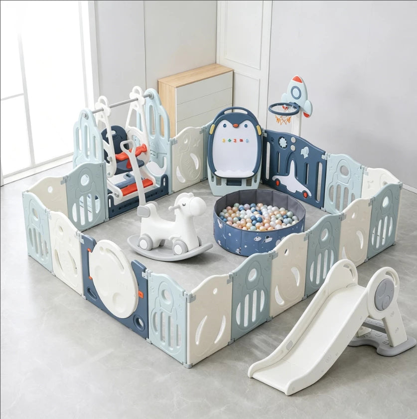 Infant Play Yard Baby Playpen with Toys Kit | Outer Space