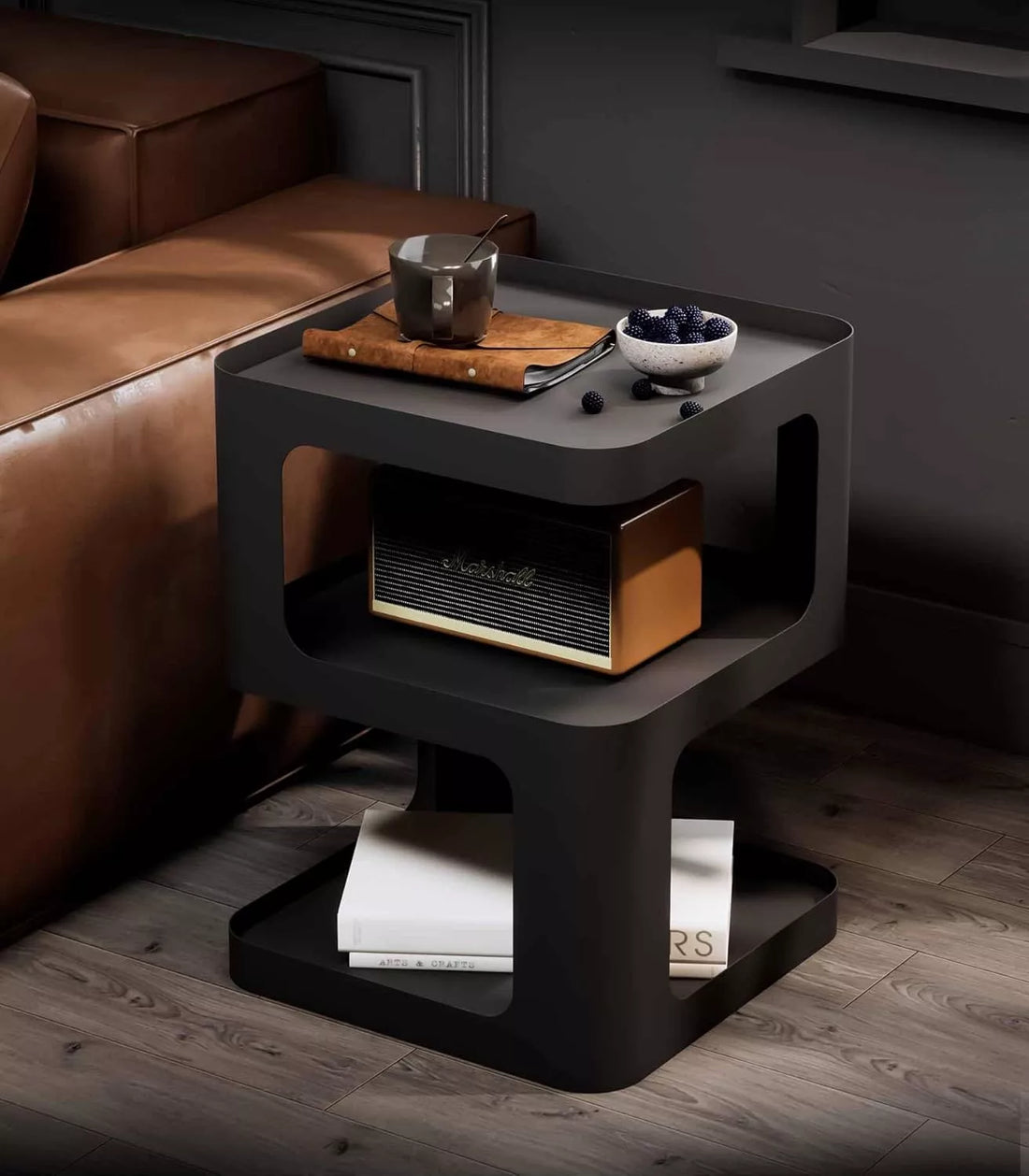 nightstand,Small End Table, Modern Nightstand, Accent Bedside Table, 3 Tier Night Stands, Metal Bed Side Table for Living Room Bedroom Outdoor Entryway, No Assembly Required