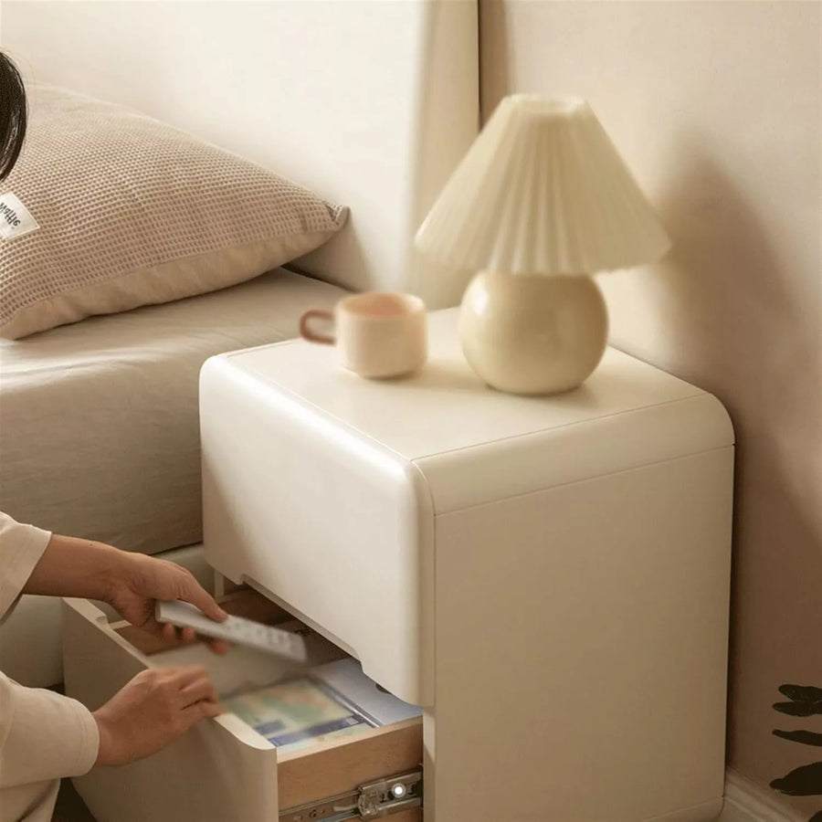 Bedside Table for Bedroom, White Storage Cabinet with Drawers, Solid Wood Bedside Cabinet Small Cabinet for Living Room, Bedroom, Study Room,Nightstand Furniture