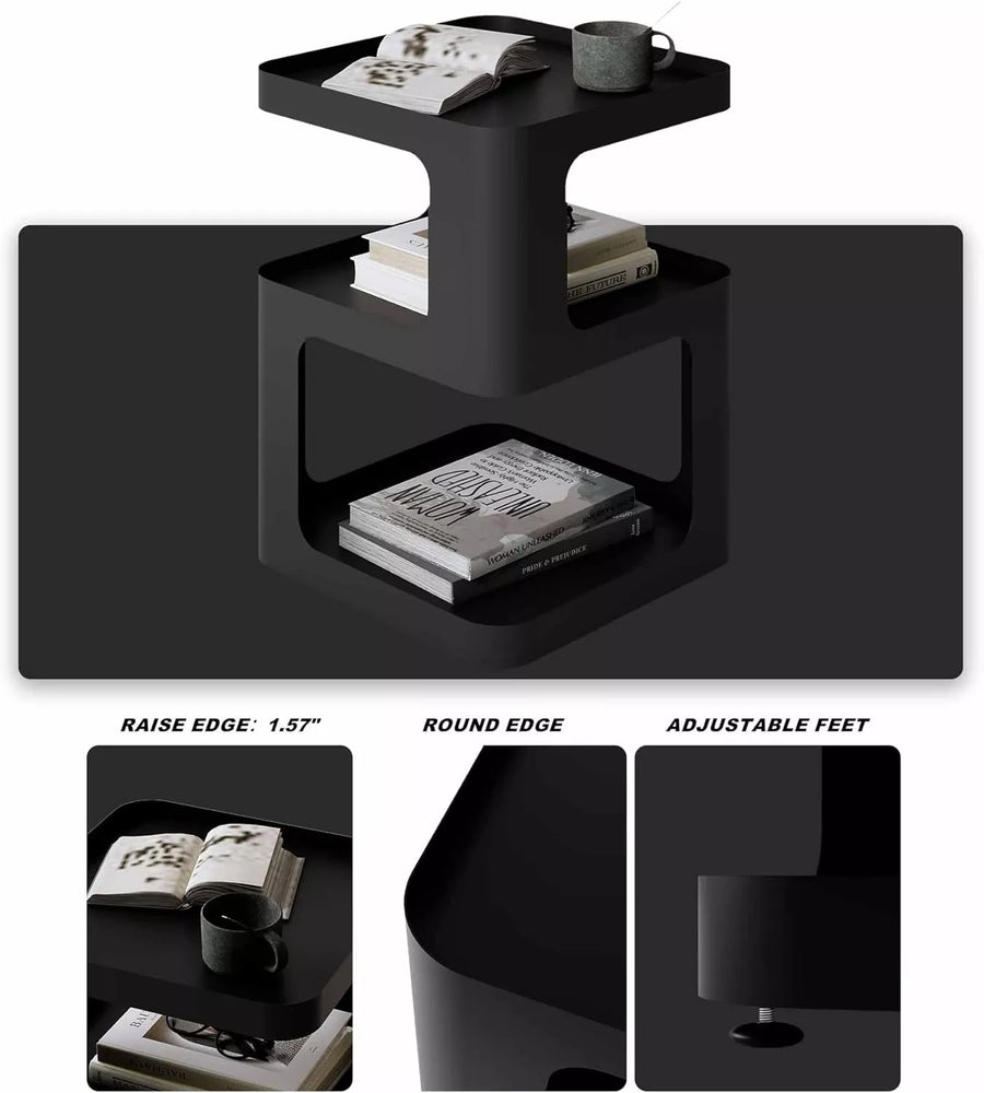 nightstand,Small End Table, Modern Nightstand, Accent Bedside Table, 3 Tier Night Stands, Metal Bed Side Table for Living Room Bedroom Outdoor Entryway, No Assembly Required