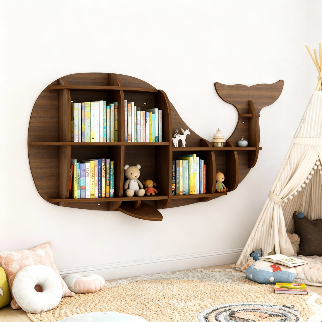 Kids Creative Dolphin & Whale Bookshelf Locker Wooden