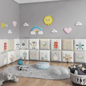 Bedside decorative soft package background wall soft package stickers self-adhesive bedroom anti-collision robot backrest custom astronaut wall enclosure