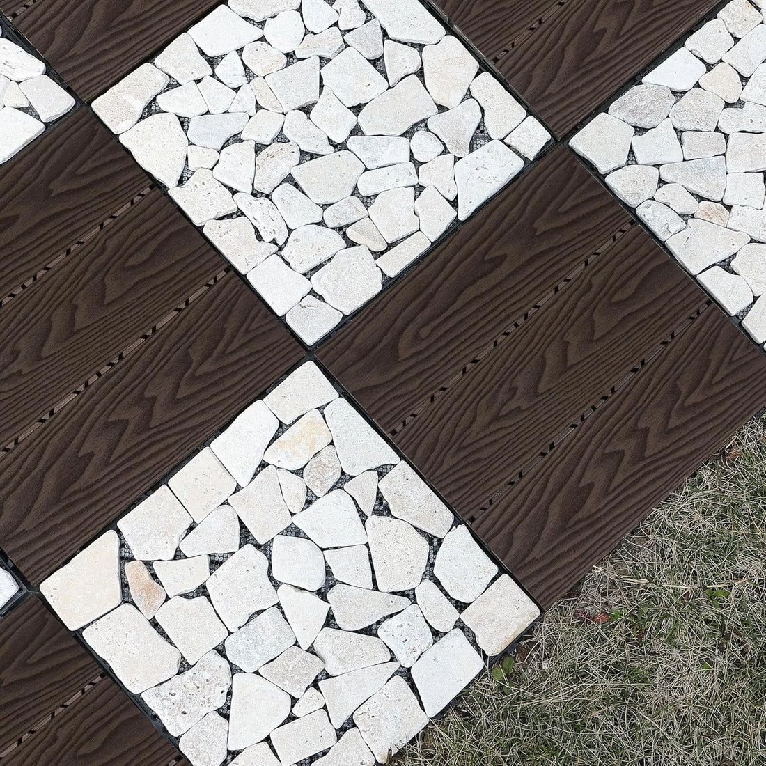 Interlocking Composite Decking Patio Tiles (Pack of 5,10)