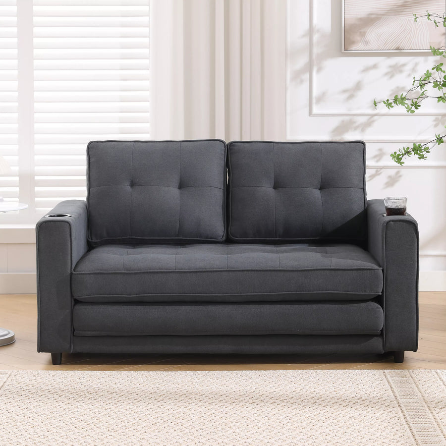 Folding Futon Sleeper Sofa with Pull Out Couch Bed,Modern Velvet Loveseat Sleeper Convertible to Full Size Floor Couches Bed for Living Room Bedroom Small Space