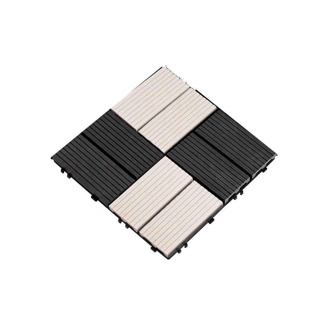 12''x12'' Wood Composite Deck Tiles -Black White Square (Pack of 10)