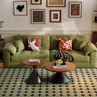 50+70cm Round Coffee Table Set of 2, Modern Cream Style Coffee Tables, Solid Wood Accent Tables for Living Room, Easy Assembly