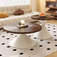 50+70cm Round Coffee Table Set Hourglass Shape Modern Nesting Tables with Iron Legs for Living Room Bedroom Easy Assembly