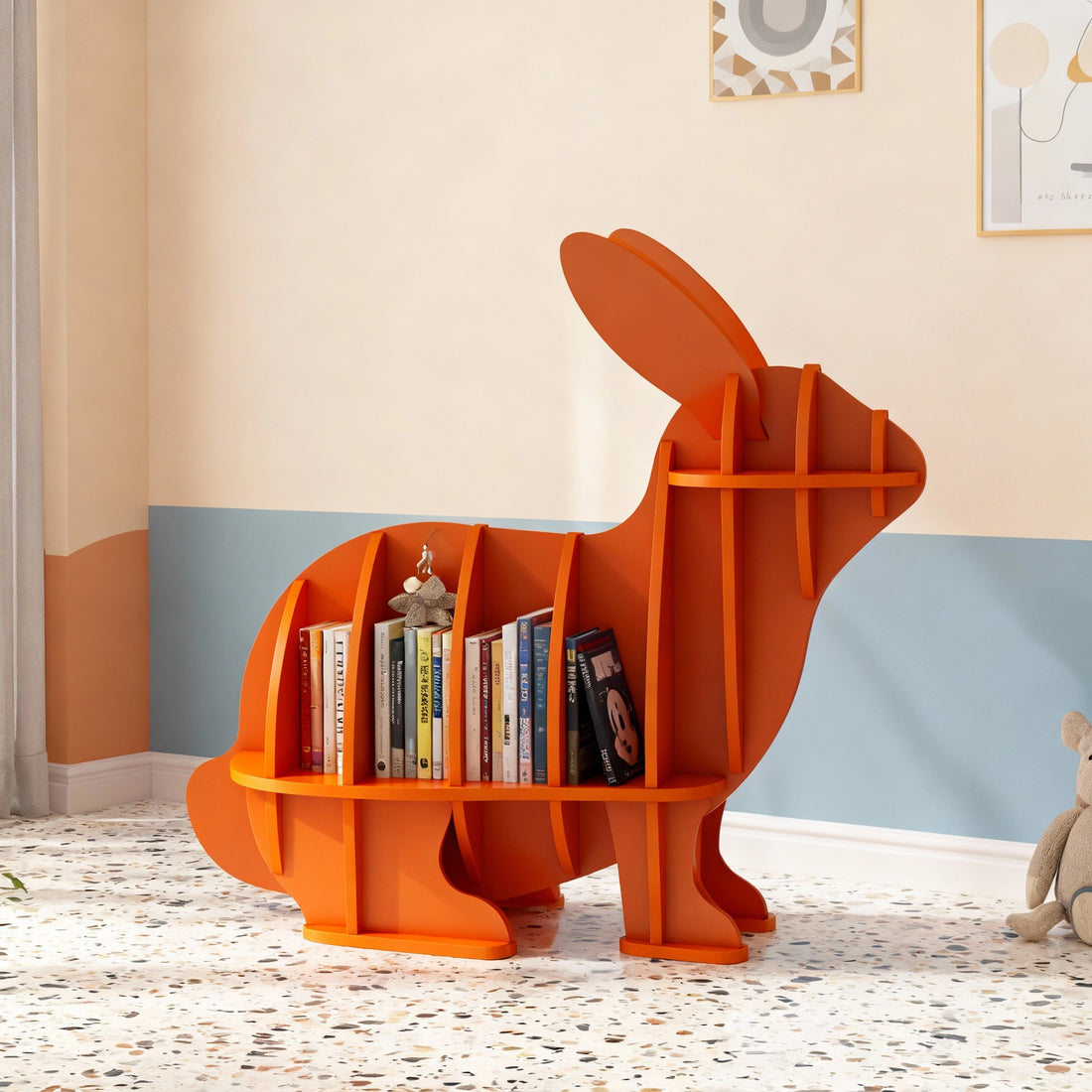 Kids Creative Rabbits Bookshelf Locker Wooden