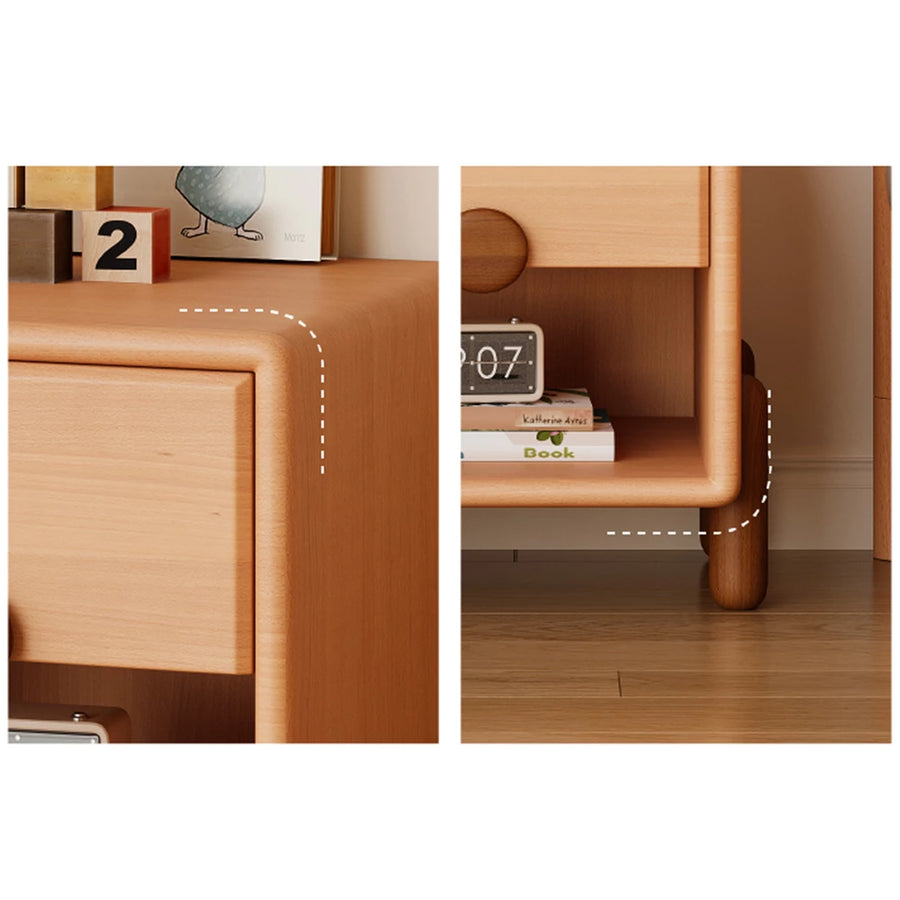 Solid Wood Nightstand with Unsheltered Storage, 1 Shelf and 1 Drawer, Bedside Table, 16