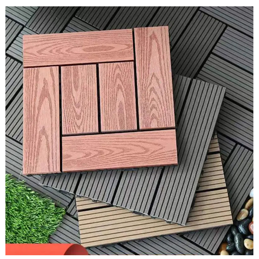 12''x12'' Wood Composite Deck Tiles -Circle Red Wood (Pack of 10)