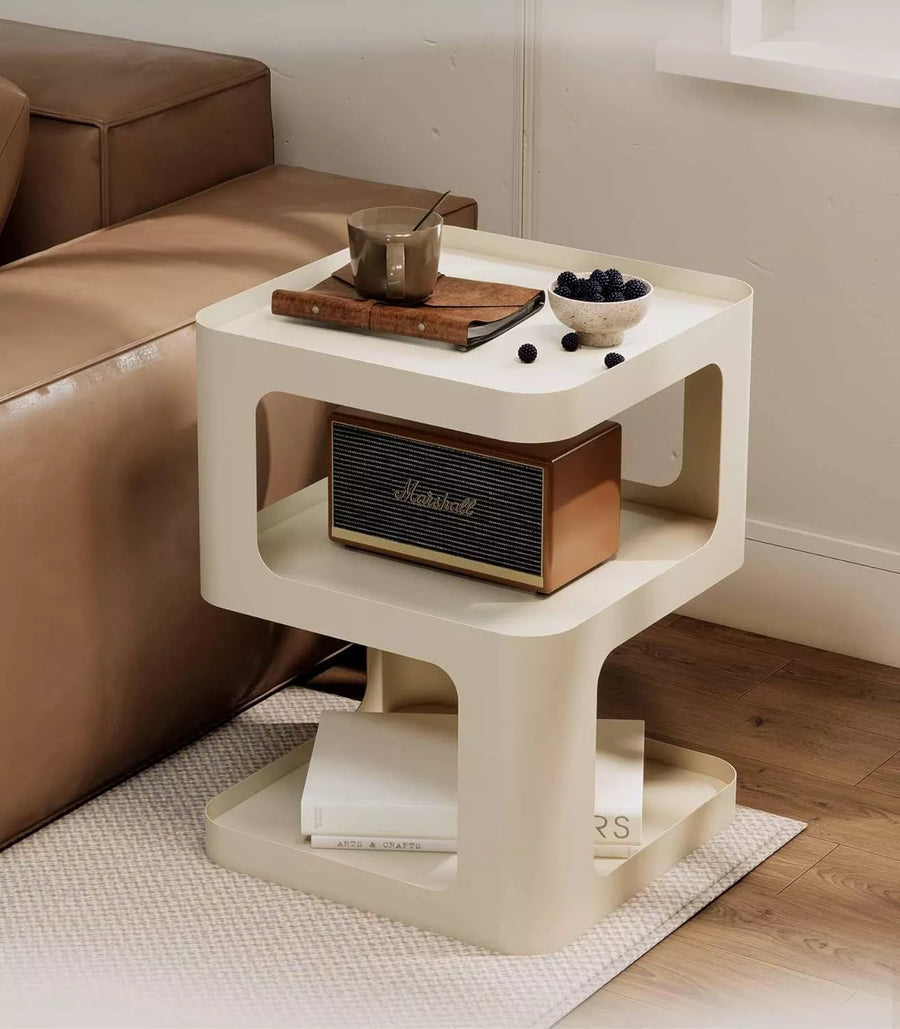 nightstand,Small End Table, Modern Nightstand, Accent Bedside Table, 3 Tier Night Stands, Metal Bed Side Table for Living Room Bedroom Outdoor Entryway, No Assembly Required