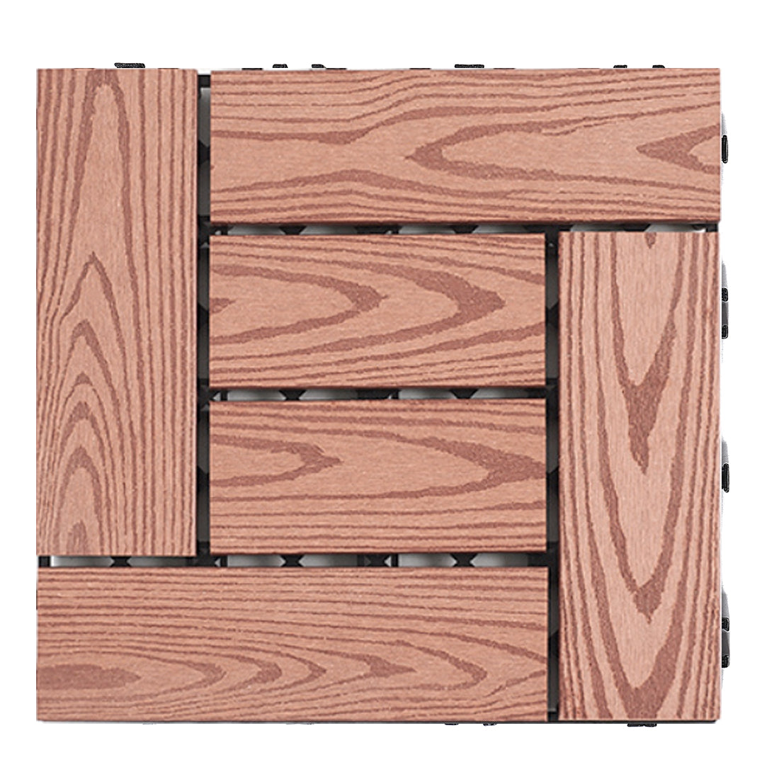 12''x12'' Wood Composite Deck Tiles -Circle Red Wood (Pack of 10)