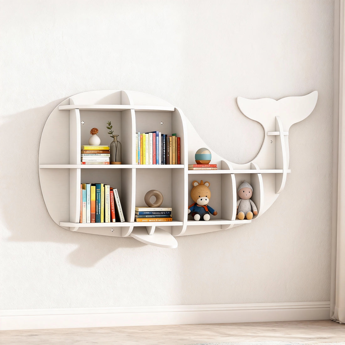 Kids Creative Dolphin & Whale Bookshelf Locker Wooden