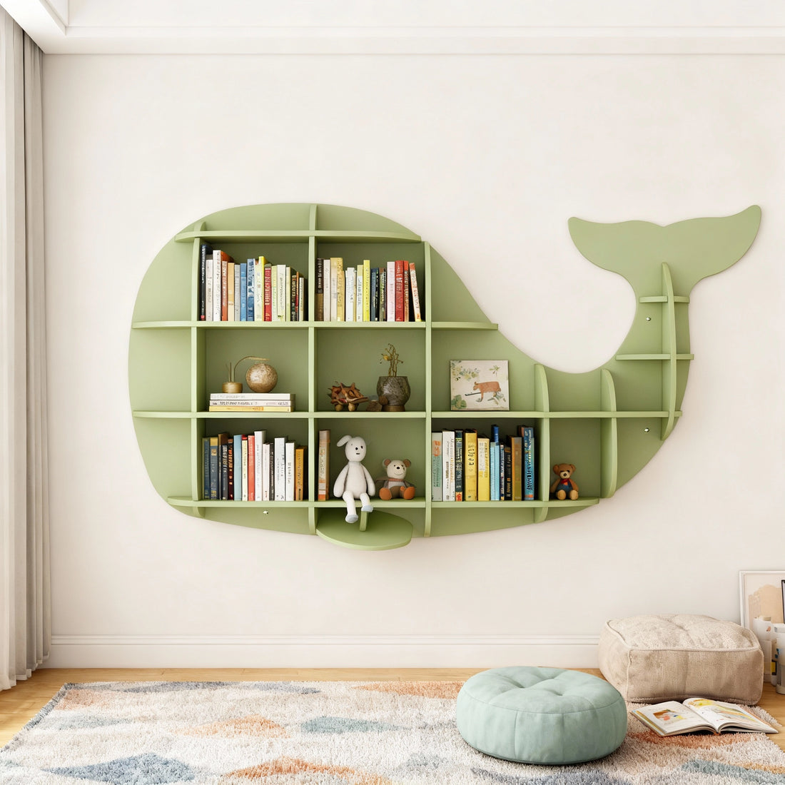 Kids Creative Dolphin & Whale Bookshelf Locker Wooden