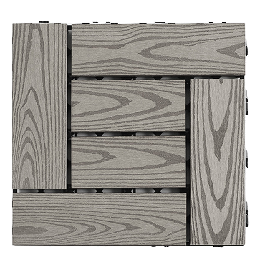 12''x12'' Wood Composite Deck Tiles -Circle Gray Wood (Pack of 10)