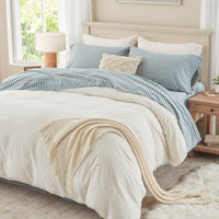 100% Washed Cotton Gingham Bed Sheet Set