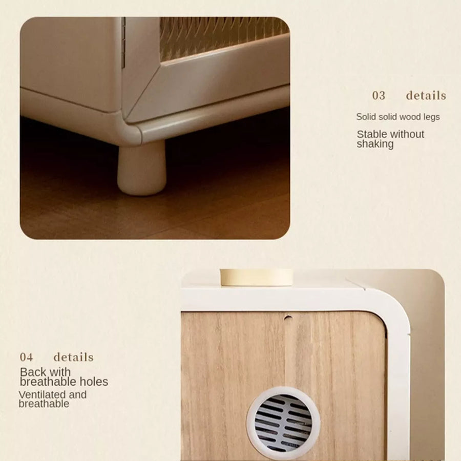 Rubber wood, Poplar solid wood Light nightstand cream style