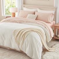 100% Washed Cotton Gingham Bed Sheet Set