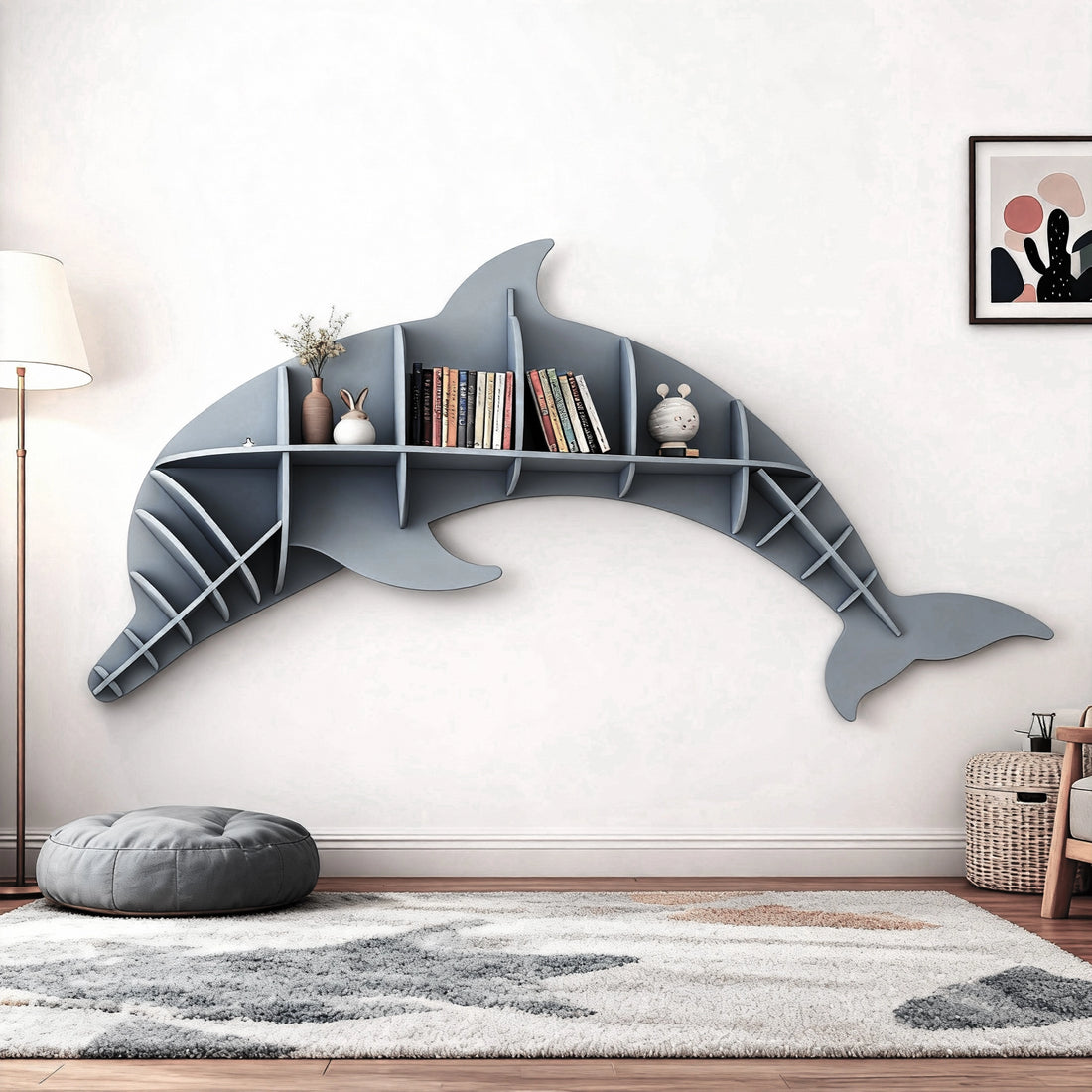 Kids Creative Dolphin Bookshelf Locker Wooden