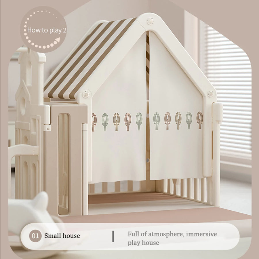 Indoor Newborn Playpen & Play Yard Play Pen with Toys and House |  Glowing Moon Bear