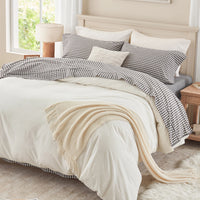 100% Washed Cotton Gingham Bed Sheet Set