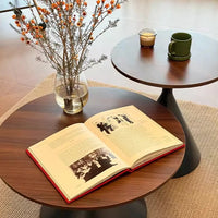 50+70cm Round Coffee Table Set of 2, Modern Cream Style Coffee Tables, Solid Wood Accent Tables for Living Room, Easy Assembly