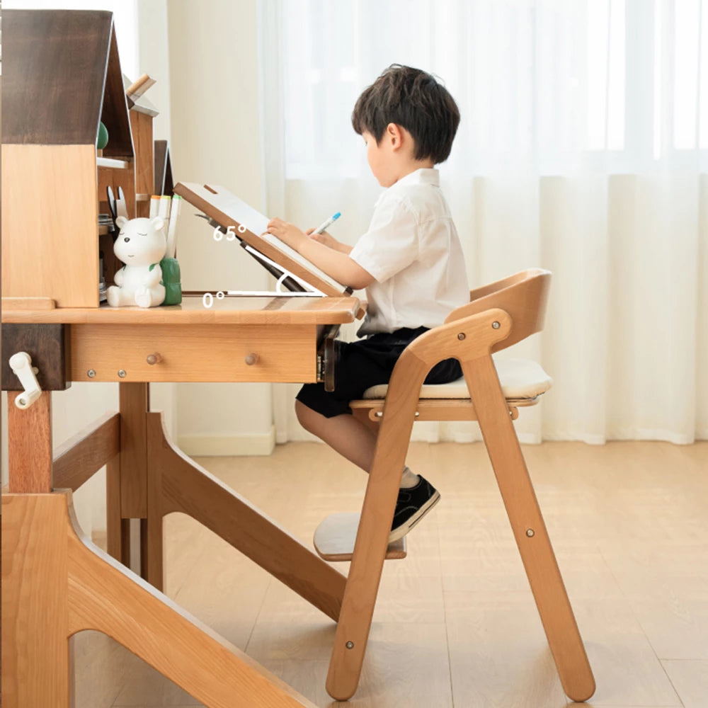Solid wood liftable study table, childrens desk table of study, study table for kids