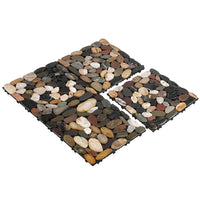 12''x12'' Interlocking Stone Deck Tiles - Polished Sliced Mixed Color (Pack of 4)