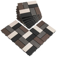 12''x12'' Composite Deck Tiles -Dark Brown Oak Wood Pattern (Pack of 10)